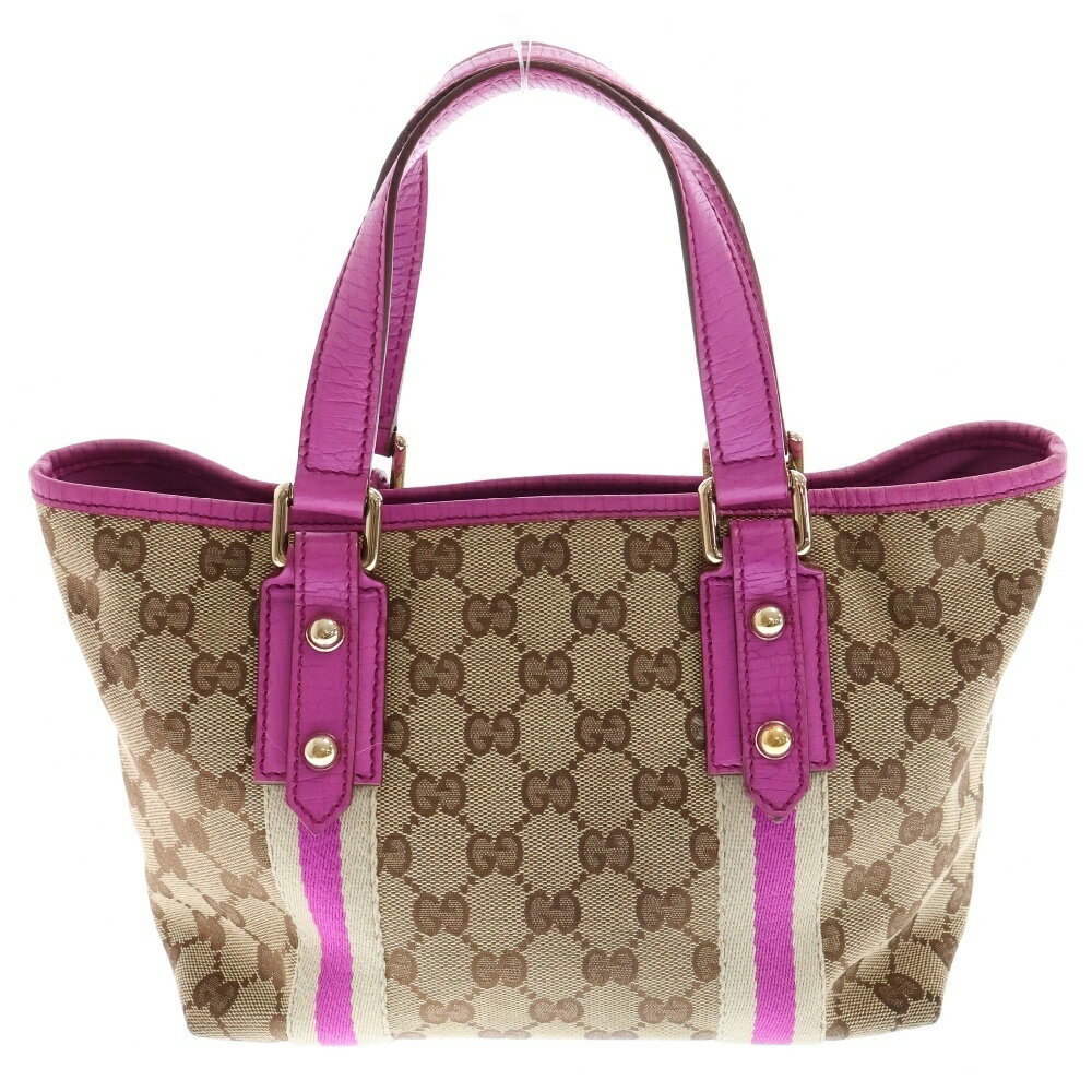 Gucci Handbag GG Beige Charm Bag Canvas Purple